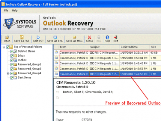 Deleted Email Recovery Screenshot 1