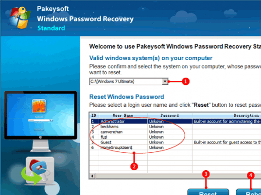 Bypass Win7 Password Screenshot 1