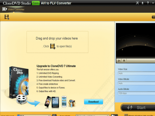 CloneDVD Studio Free AVI to FLV Converte Screenshot 1