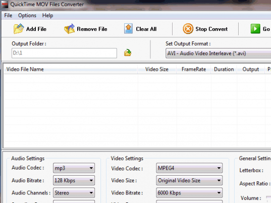 QuickTime MOV Files Converter Screenshot 1