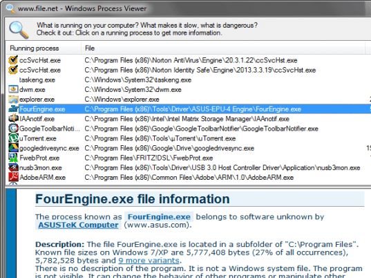Windows Process Viewer Screenshot 1