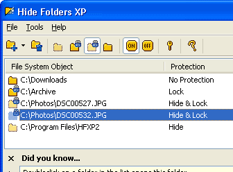 Hide Folders XP Screenshot 1