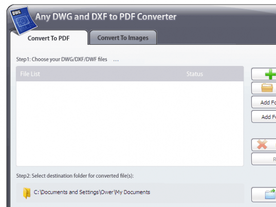 Any DWG and DXF to PDF Converter 2012 Screenshot 1