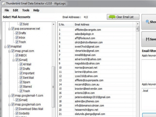 Thunderbird Email Data Extractor Screenshot 1