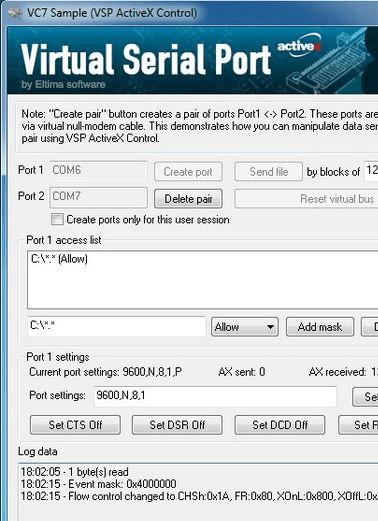 Virtual Serial Port ActiveX Control Screenshot 1