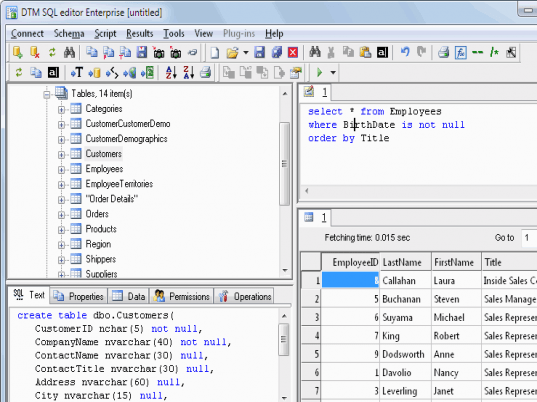 DTM SQL editor Screenshot 1