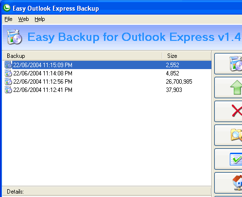 Easy Backup for Outlook Express Screenshot 1