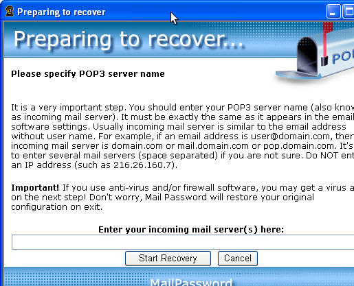 Mail Password Screenshot 1