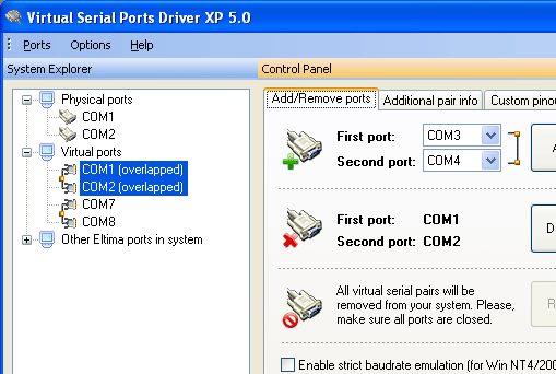 Virtual Serial Ports Driver Screenshot 1