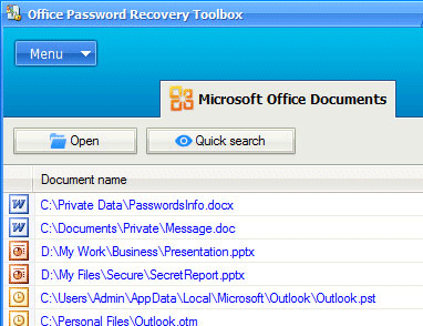 Office Password Recovery Toolbox Screenshot 1