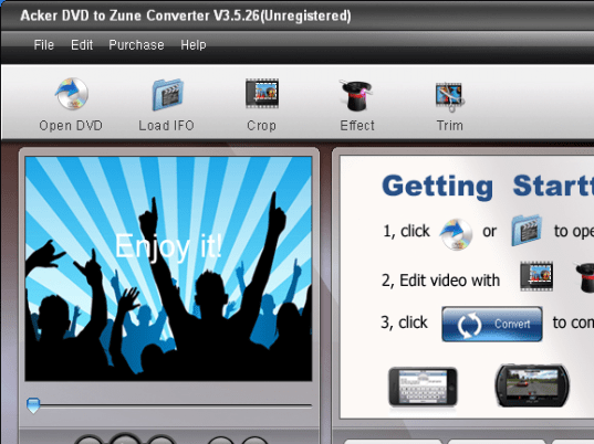 Acker DVD to Zune Converter Screenshot 1