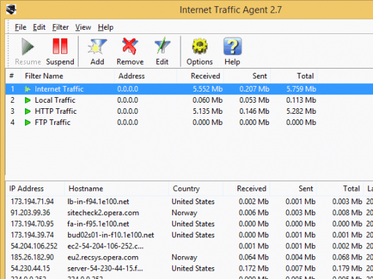 Internet Traffic Agent Screenshot 1