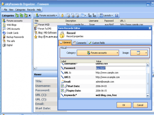eMyPasswords Organizer Screenshot 1