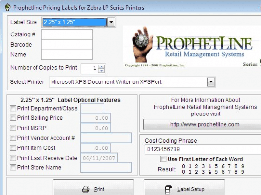 Zebra Price Label Software Screenshot 1