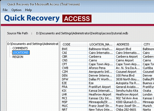 Unistal Access Database Recovery Screenshot 1