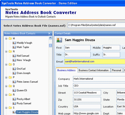 Notes Contacts to Outlook Screenshot 1