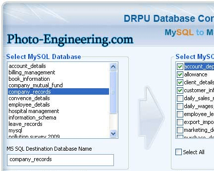 MySQL to Microsoft SQL Screenshot 1