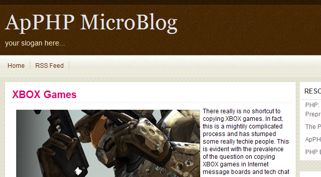 ApPHP MicroBlog - Personal PHP Web Blog Screenshot 1
