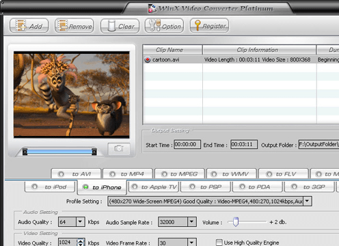 WinX Video Converter Platinum Screenshot 1