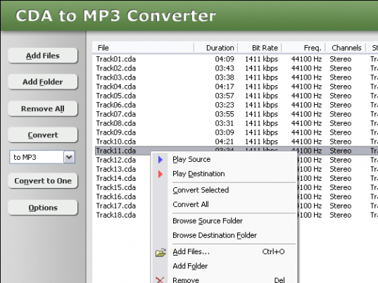 CDA to MP3 Converter Screenshot 1