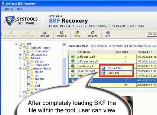Explore BKF in Windows 7 Screenshot 1
