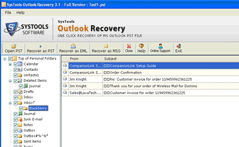Outlook PST Scan Screenshot 1