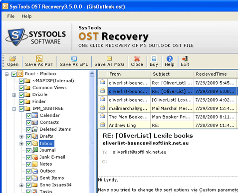 Restore OST Files Outlook Screenshot 1