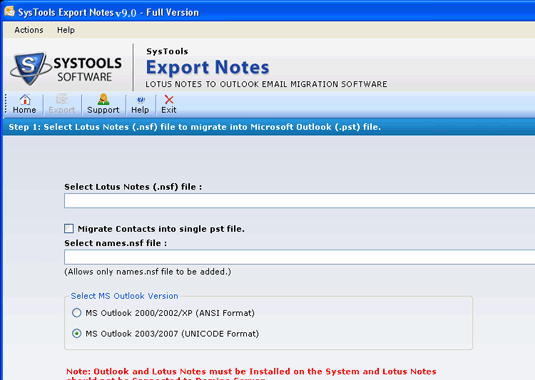 Lotus Notes Email Migration Tool Screenshot 1