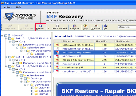 Recovers Files and Folders Structure of BKF Screenshot 1