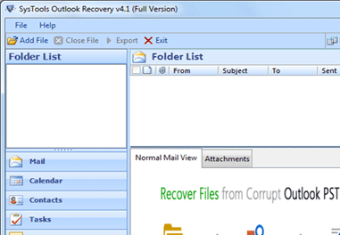 Corrupt PST File Recovery Screenshot 1