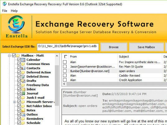 Recover Exchange Mailbox EDB File Screenshot 1