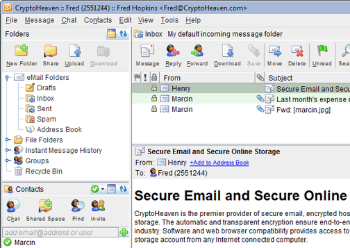 Secure Email CryptoHeaven Screenshot 1
