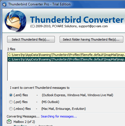 Migrate Thunderbird to Outlook Express Screenshot 1