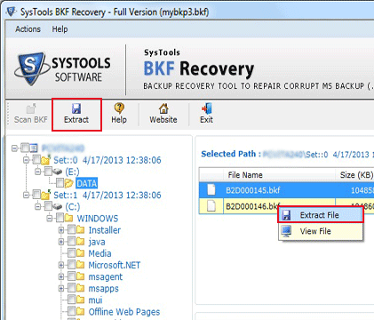 Corrupt BKF File Recovery Screenshot 1