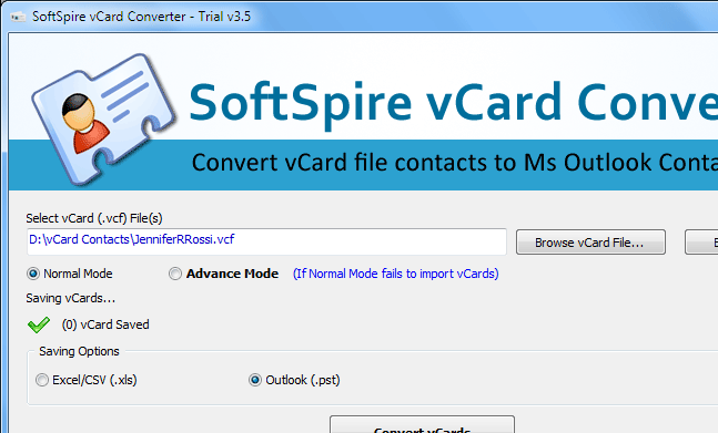 vCard to Outlook 2010 Screenshot 1