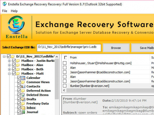 Exchange EDB Recovery PST Screenshot 1