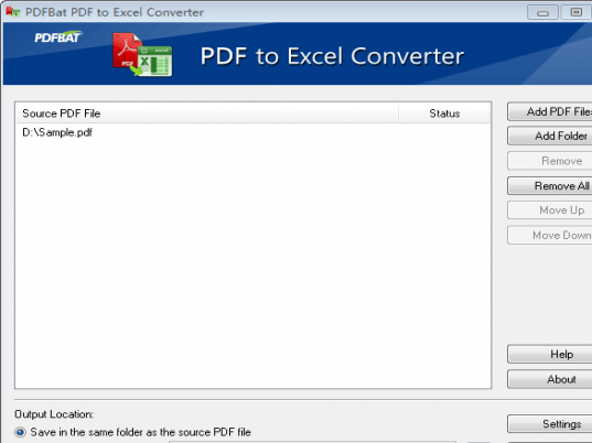 PDFBat PDF to Excel Converter Screenshot 1
