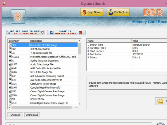 DDR Memory Card Recovery Screenshot 1