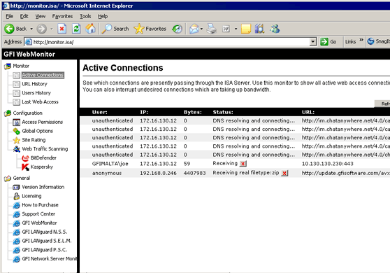 GFI WebMonitor for ISA Server Screenshot 1