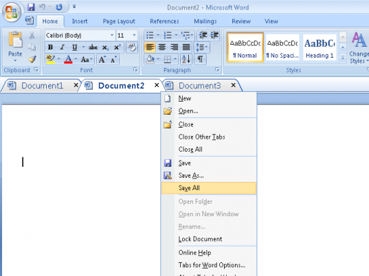 Document Tabs for Word Screenshot 1
