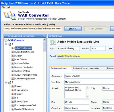 Import WAB to Outlook 2010 Screenshot 1