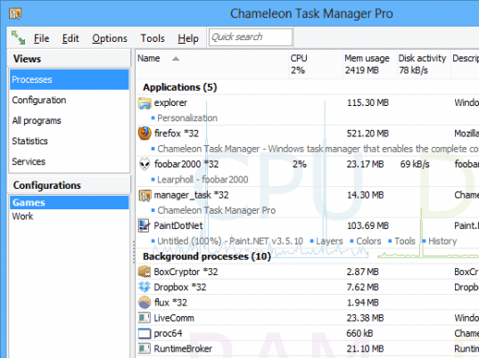 Chameleon Task Manager Lite Screenshot 1