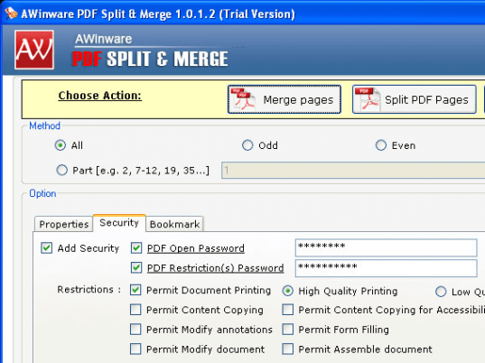 Merge Split Pdf files Screenshot 1