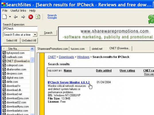 SearchSites Screenshot 1