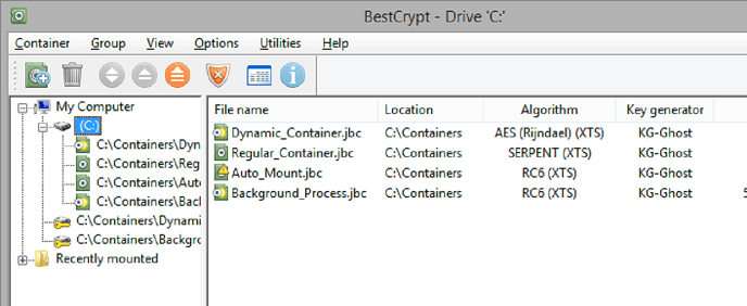 BestCrypt Container Encryption Screenshot 1