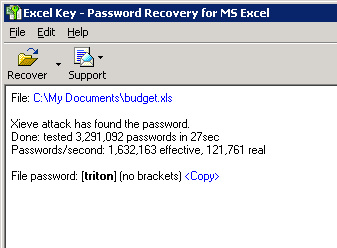 Excel Password Recovery Key Screenshot 1