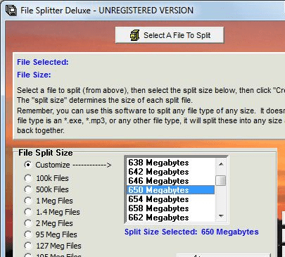 File Splitter Deluxe Screenshot 1