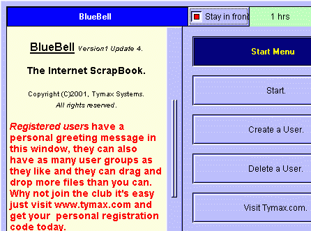 BlueBell - Internet Scrapbook. Screenshot 1