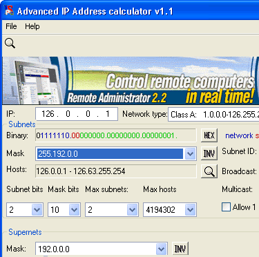 Advanced IP Address Calculator Screenshot 1