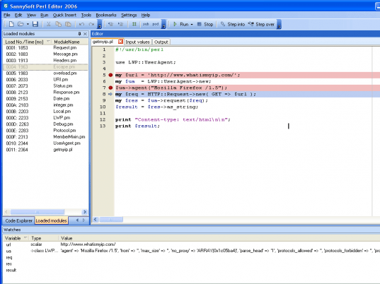 SannySoft Perl Editor Screenshot 1